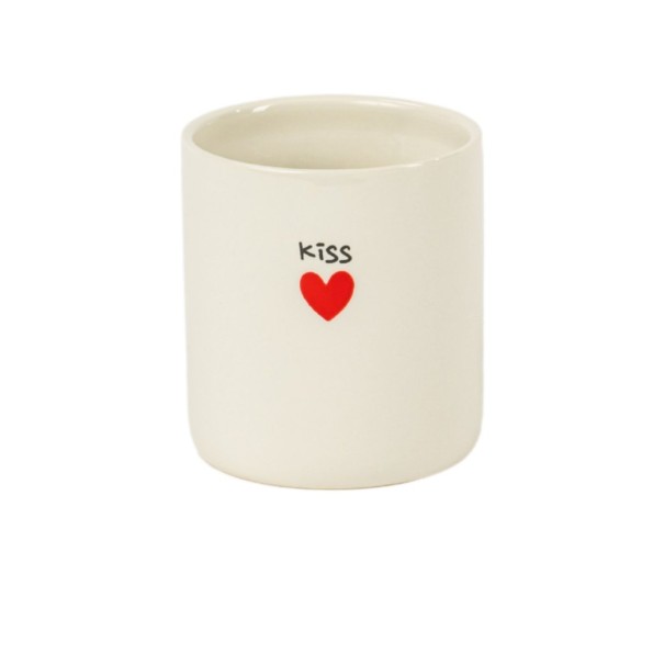 TAZA VASO CERÁMICA KISS CORAZÓN D10 H12