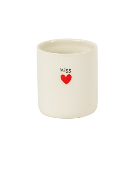 TAZA VASO CERÁMICA KISS CORAZÓN D10 H12