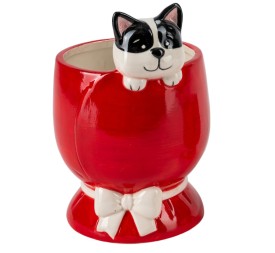 MACETERO ROJO 12X11,5 H17 CERÁMICA PERRO ASOMÁNDOSE