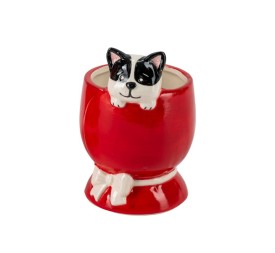 MACETERO ROJO 8,5X8 H11,5 CERÁMICA PERRO ASOMÁNDOSE