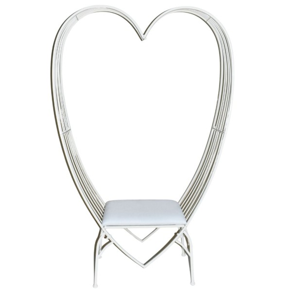 BANCO ASIENTO CORAZÓN METAL BLANCO 71X38,5 H179