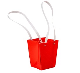 BOLSA DE PAPEL S/10 ROJA Y BLANCA 13X9,5 H15,5