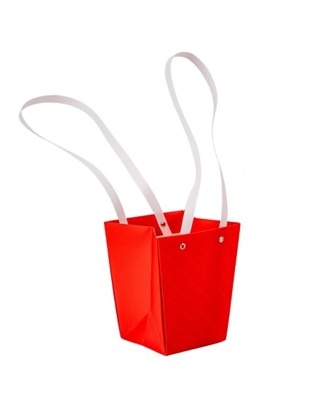BOLSA DE PAPEL S/10 ROJA Y BLANCA 13X9,5 H15,5