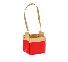 BOLSA DE PAPEL S/10 CUADRADA ROJA 12X12 H12