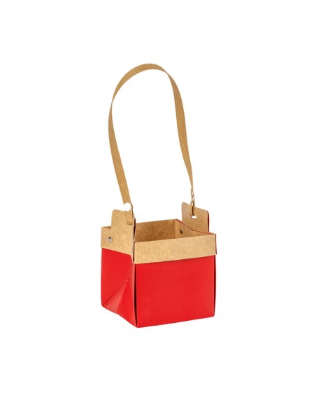 BOLSA DE PAPEL S/10 CUADRADA ROJA 12X12 H12