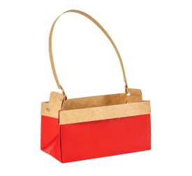 BOLSA DE PAPEL S/10 RECTANGULAR ROJA 23X12 H12