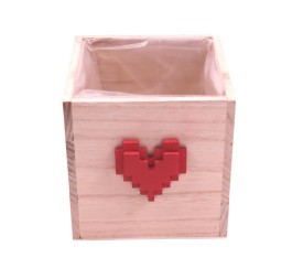 CAJA MADERA CUADRADA CORAZON 13.5X13.5 H12