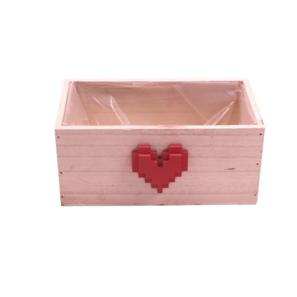 CAJA MADERA RECTANGULAR CON CORAZÓN  22X12 H10