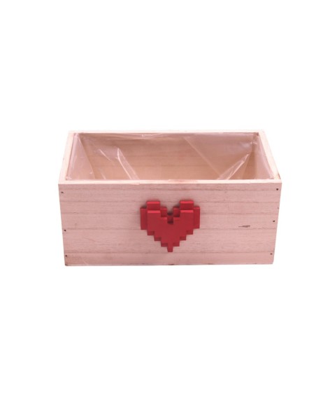 CAJA MADERA RECTANGULAR CON CORAZÓN  22X12 H10