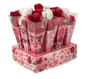 CONO OSITO TOALLA CON ROSAS 11X11 H35 (1 UNIDAD)