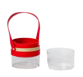 CAJA REGALO CILINDRICA CUERO ROJO D.8 H11