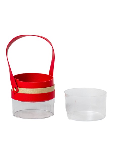 CAJA REGALO CILINDRICA CUERO ROJO D.8 H11