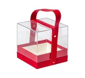 CAJA REGALO  CUADRADA ASA DE PIEL  14X14 H14,5