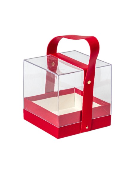 CAJA REGALO  CUADRADA ASA DE PIEL  14X14 H14,5