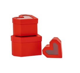 S/3 CAJAS CORAZÓN ROJAS S 8X8 H6 - B 12X12 H8