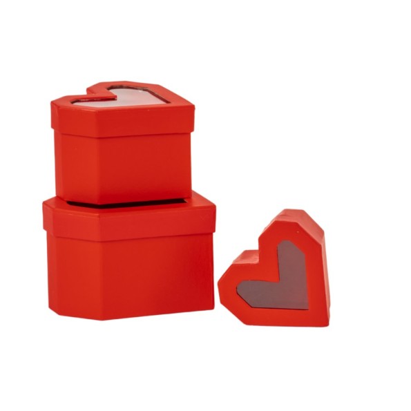 S/3 CAJAS CORAZÓN ROJAS S 8X8 H6 - B 12X12 H8