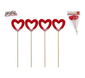 SET 4 STICKS CORAZONES ROJOS 28X7.5X1.7 CM