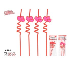 SET 4 CAÑITAS CORAZON 27X0,5 CM