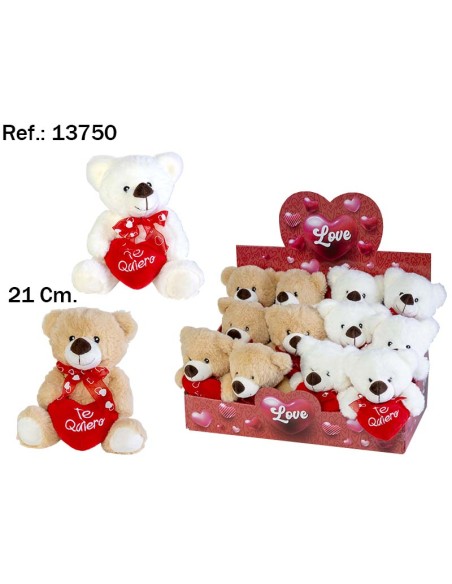 OSITO CORAZON TE QUIERO 21CM. 2 COL