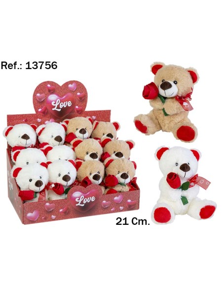 OSITO FLOR 2 COLORES 21CM. EN EXP