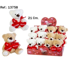 OSITO 3 CORAZONES TE QUIERO MUCHO 2 COL. 21CM