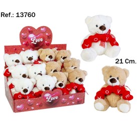 OSITO 4 CORAZONES LOVE 21CM. 2 COL