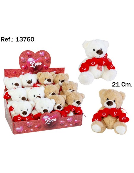 OSITO 4 CORAZONES LOVE 21CM. 2 COL