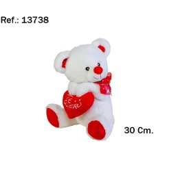 OSO CORAZON DE LADO 30CM. 2 COLORES