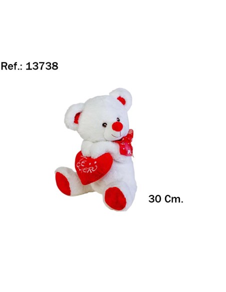 OSO CORAZON DE LADO 30CM. 2 COLORES