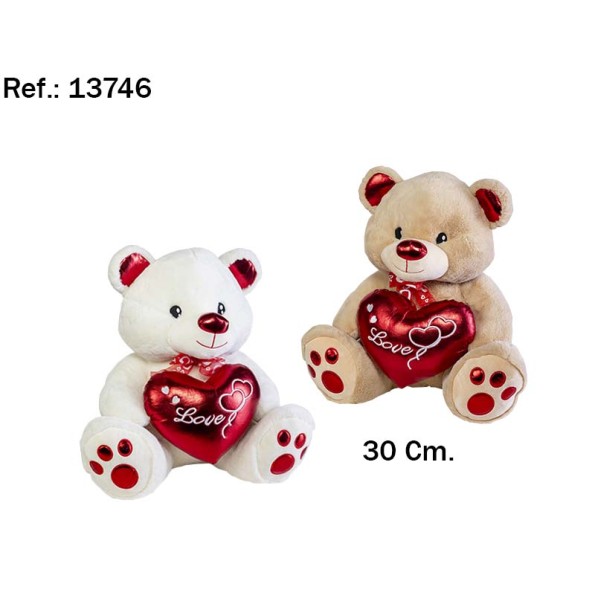 OSO LOVE CORAZON BRILLANTE 30CM. 2 COL.