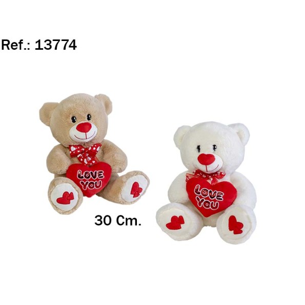 OSO CORAZON LOVE 30CM. 2 COL.