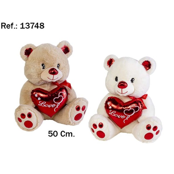 OSO LOVE CORAZON BRILLANTE 50CM. 2 COL.