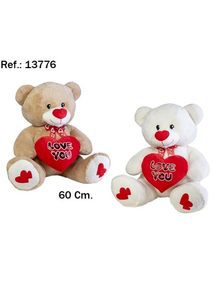 OSO CORAZON LOVE YOU 60CM. 2 COL.