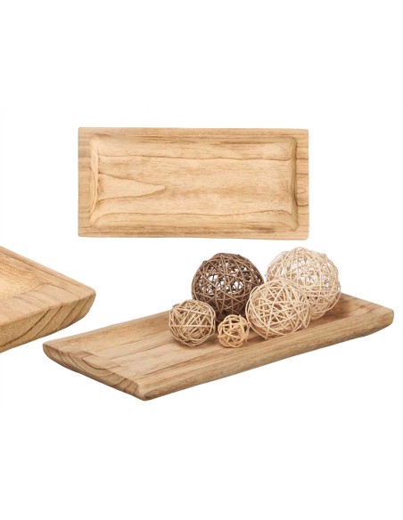 CENTRO DECOR MADERA QUEMADA BANDEJA RECTANGULAR