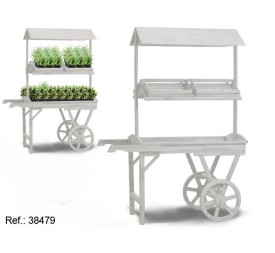 EXPOSITOR MADERA BLANCO 2 ESTANTES TECHO