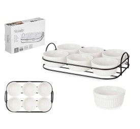 SET 6 PZS APERITIVO CON SOPORTE PORCELANA