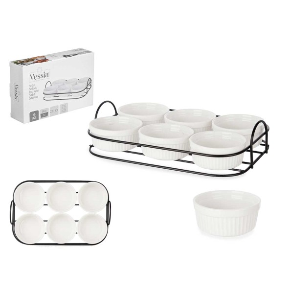 SET 6 PZS APERITIVO CON SOPORTE PORCELANA