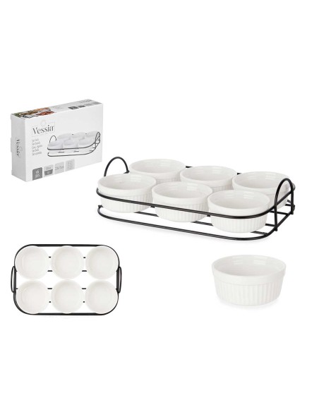 SET 6 PZS APERITIVO CON SOPORTE PORCELANA