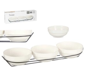 SET 3 BOLS PORCELANA BLANCA 350ML C SUPORTE