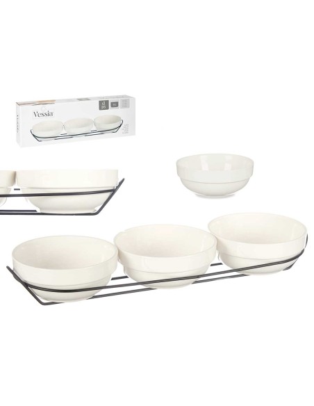 SET 3 BOLS PORCELANA BLANCA 350ML C SUPORTE