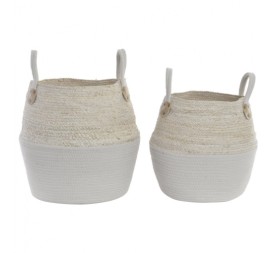CESTA SET 2 ALGODON FIBRA 30X30X37 BLANCO