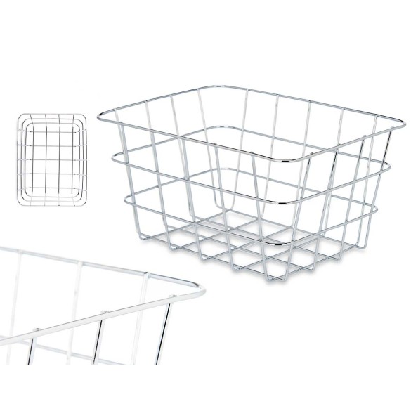 CESTA METAL CROMADA RECTANGULAR PEQ