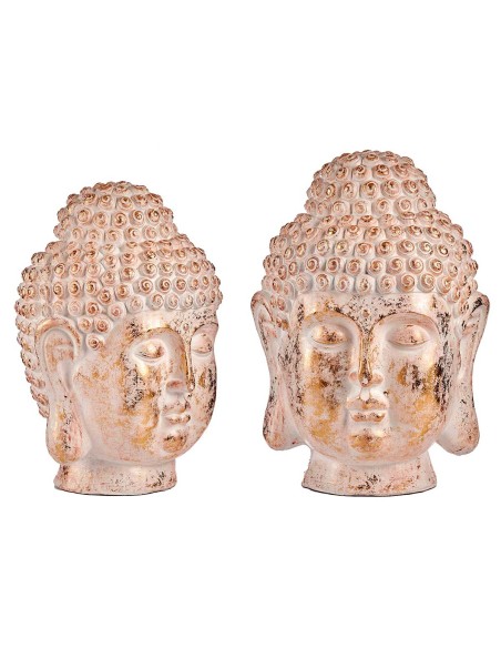 CABEZA BUDA POLIRESINA GRANDE BLANCO Y ORO