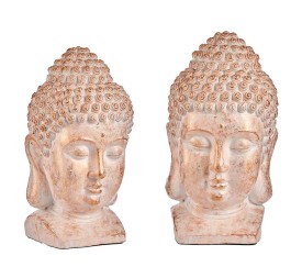 CABEZA BUDA POLIRESINA MEDIANA BLANCA Y ORO