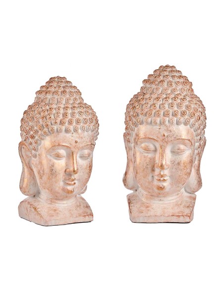 CABEZA BUDA POLIRESINA MEDIANA BLANCA Y ORO