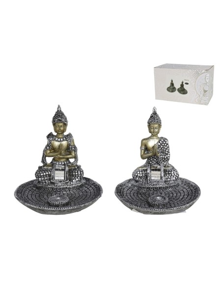 BUDA INCIENSO 9.5 CM PLATA - RESINA