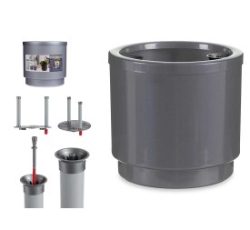 MACETA PLASTICO CON RESERVA AGUA 26CM PLATA