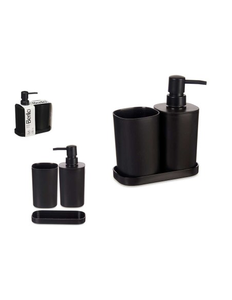 SET 3 PZS BAÑO PLASTICO NEGRO