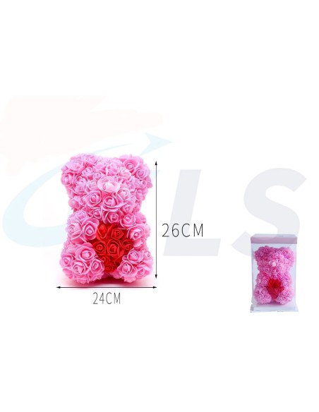 DECORACION DE ROSAS OSO PINK CON CORAZON