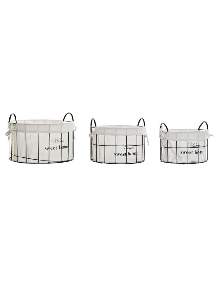 CESTA SET 3 LINO METAL 36X36X26 NEGRO